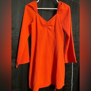 Vibrant Orange Long Sleeve Dress